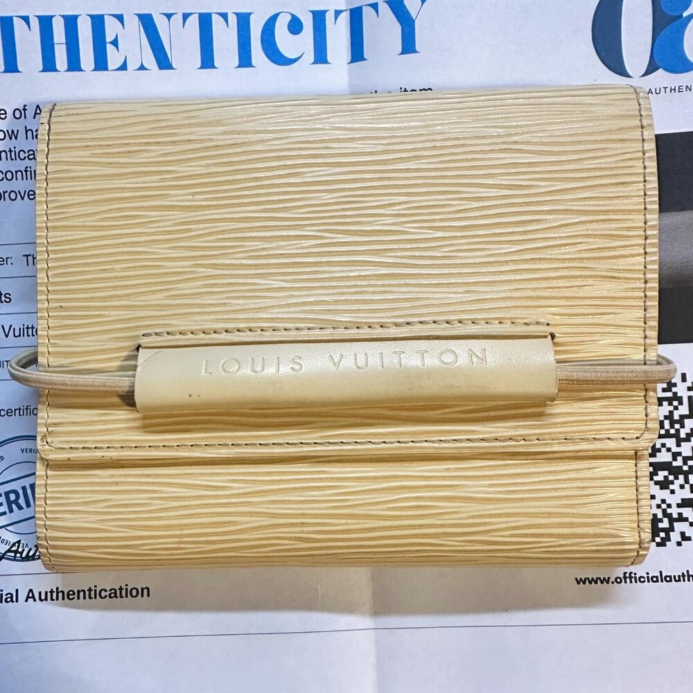 Louis Vuitton Epi Porte Monnaie Elastique Bifold Wallet Beige LARGE EUC w/COA